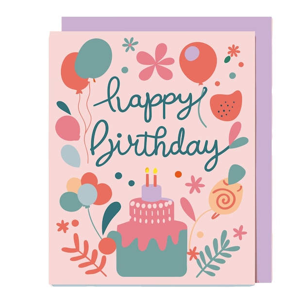 Happy Birthday Greeting Card Poster vector illustration concept