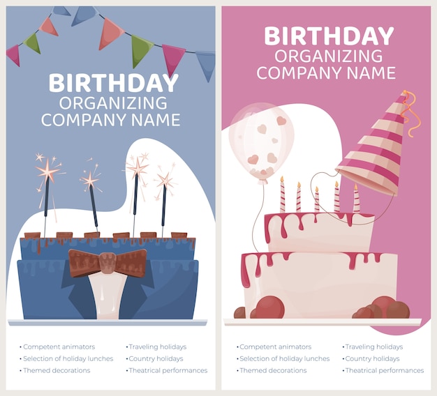 Happy birthday, greeting card set