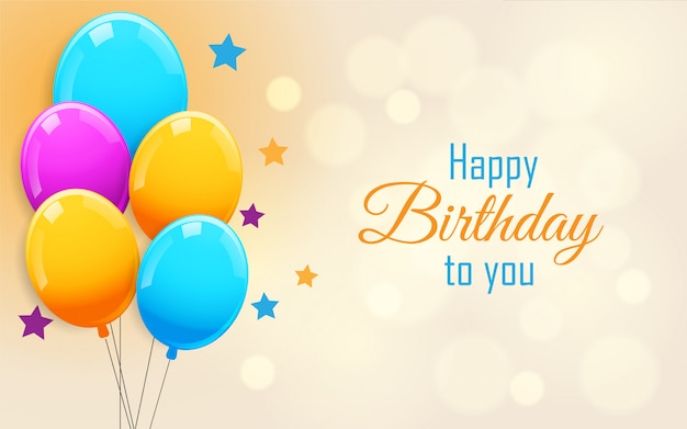 Vector happy birthday greeting card with ballons