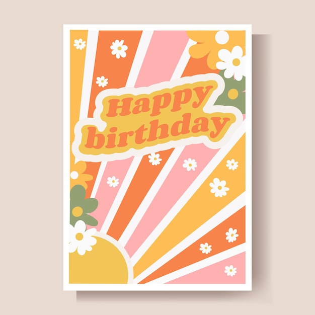 Vector happy birthday greeting card with a beautiful bright sun vector illustration