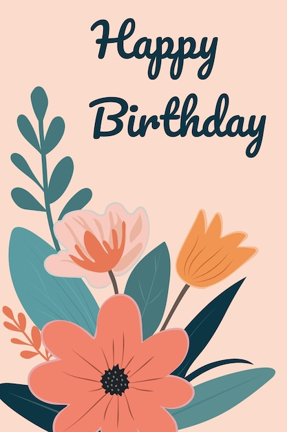 꽃줄이 있는 생일 축하 카드
