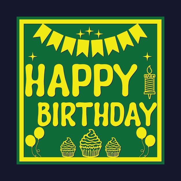 Happy Birthday Greeting Card With Cake Premium Vector