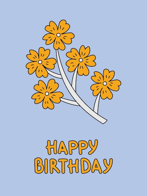 Happy birthday greeting card with flower twig