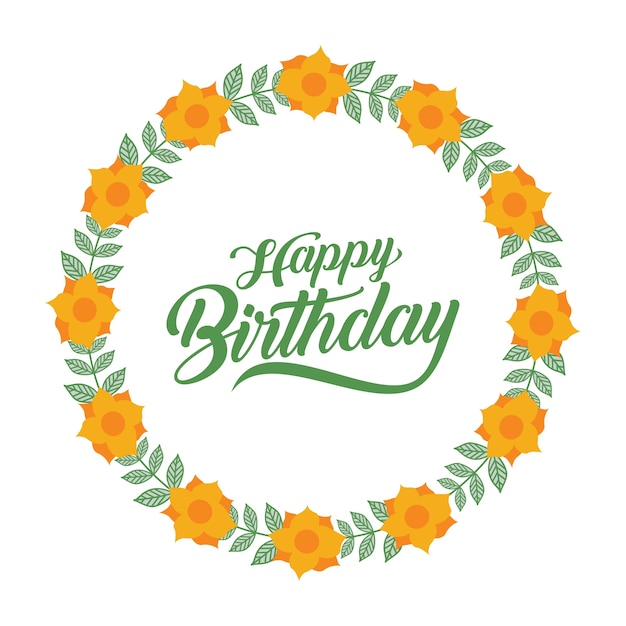 поздравительная открытка с днем ​​рождения с цветочным венком