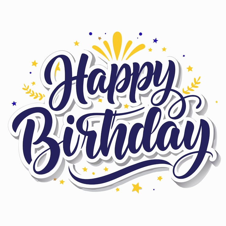 Vector happy birthday greeting card with stars and white background