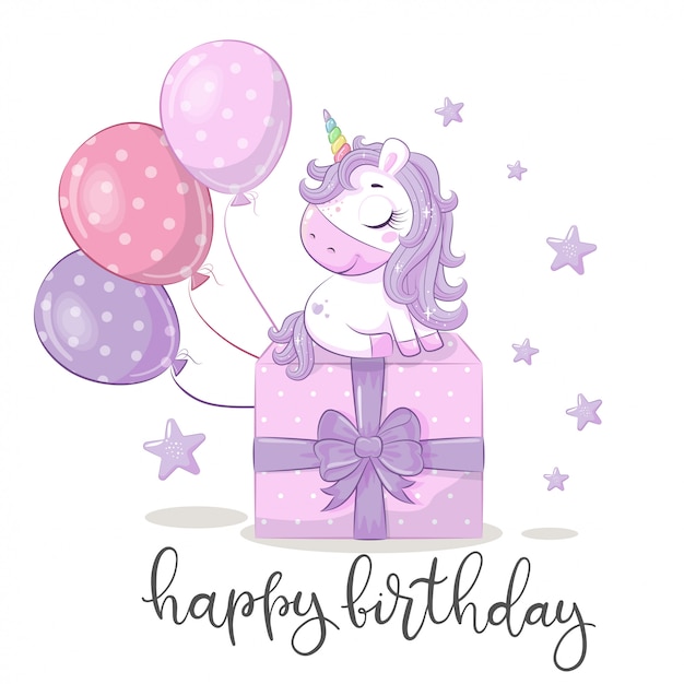 Auguri di buon compleanno con unicorno.