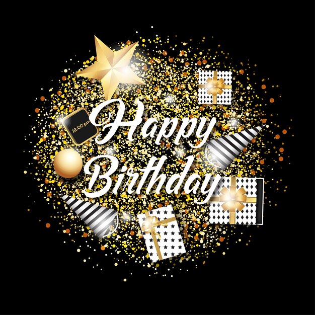 Vector happy birthday greeting card