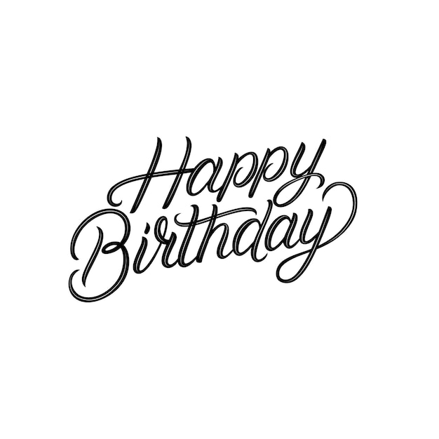 Happy Birthday hand written lettering. Modern brush calligraphy phrase, quote. Vector Illustration.