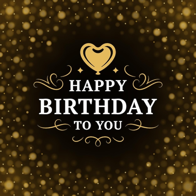 Happy birthday heart romantic vintage luxury greeting card typographic template vector