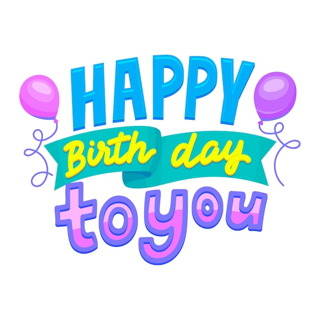 Happy Birthday icon festive vector lettering type