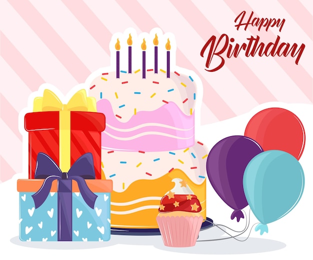 Vector happy birthday invitation card