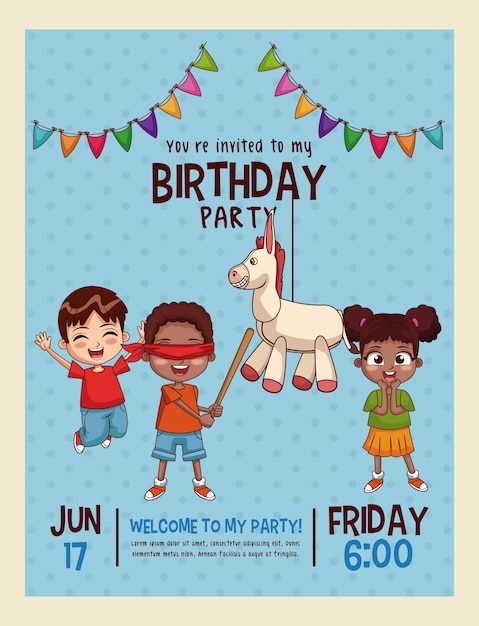 Vector happy birthday invitation kids card