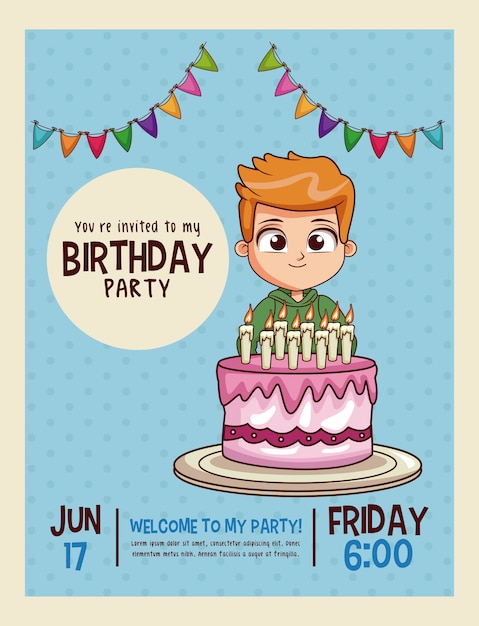 Vector happy birthday invitation kids card