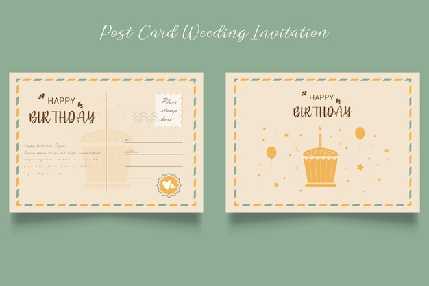 Happy Birthday invitation postcard template