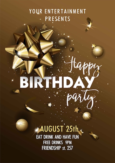 Happy birthday invitation poster template.