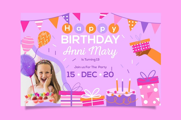 Vector happy birthday invitation template design