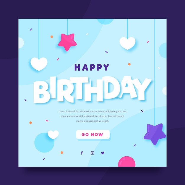 Vector happy birthday invitation template