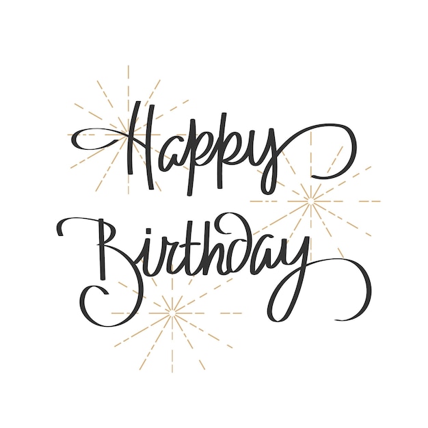 Happy birthday lettering calligraphic inscription quote phrase greeting card poster