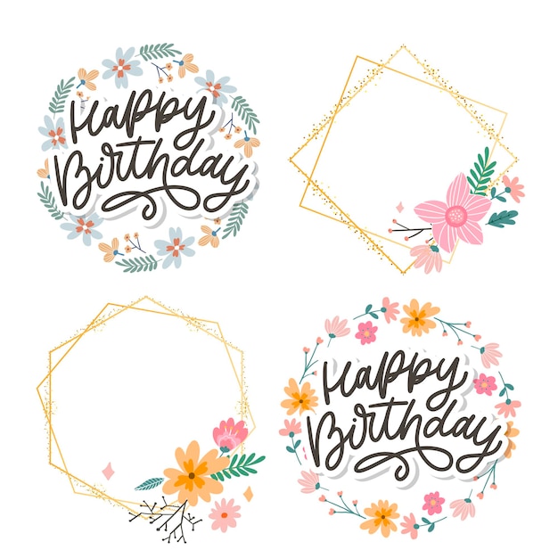 Happy birthday lettering calligraphy slogan