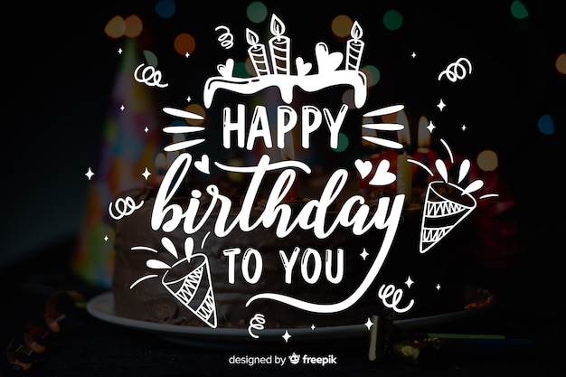 Vector happy birthday lettering concept with photo