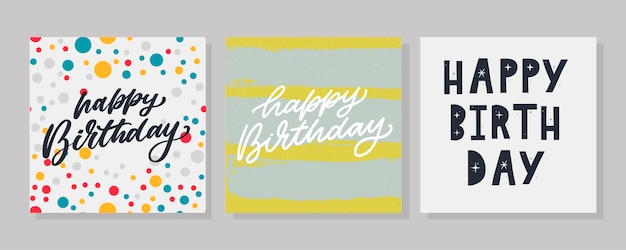 Buon compleanno lettering testo banner colore nero illustrazione vettoriale