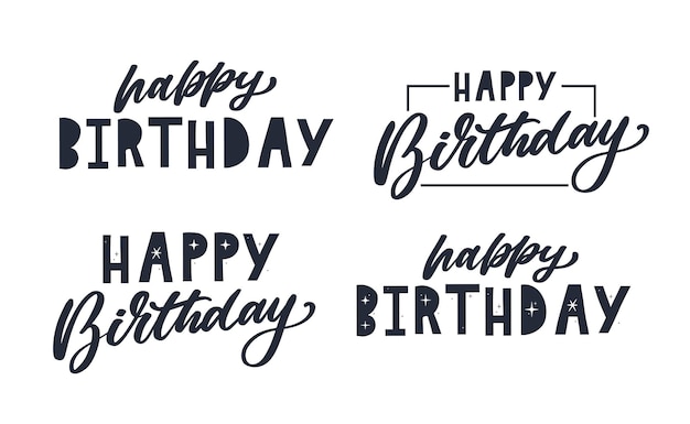 Happy birthday lettering text banner black color vector illustration