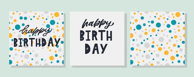 Happy Birthday lettering text banner black color Vector illustration