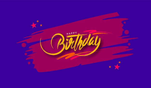 Happy Birthday lettering with grunge brush