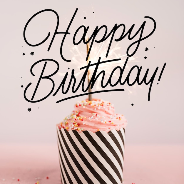 Happy birthday lettering with photo