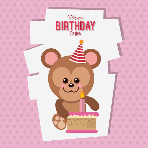생일 축하 원숭이 만화 카드