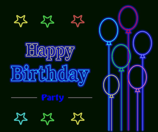 Vector happy birthday neon sign design template modern trend design