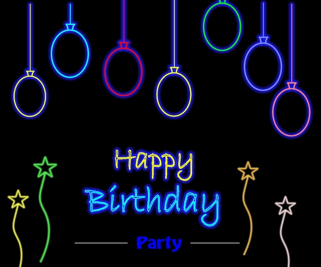 Vector happy birthday neon sign design template modern trend design