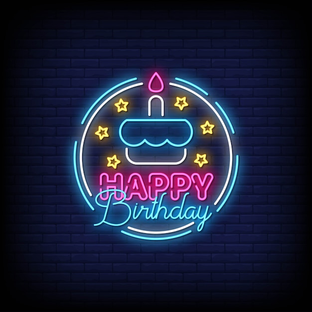 Happy Birthday Neon Signs Style Text 