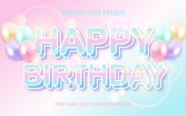 Happy birthday party ballon 3d editable text effect font style template banner flyer