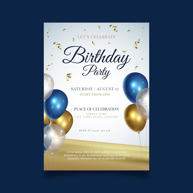 Vector happy birthday party flyer template