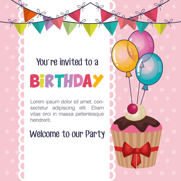Vector happy birthday party invitation