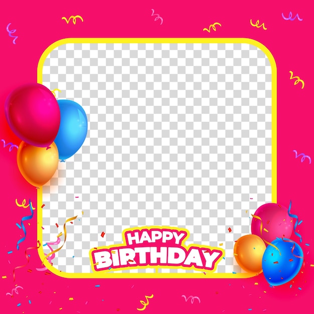 Vector happy birthday photocall with pink background