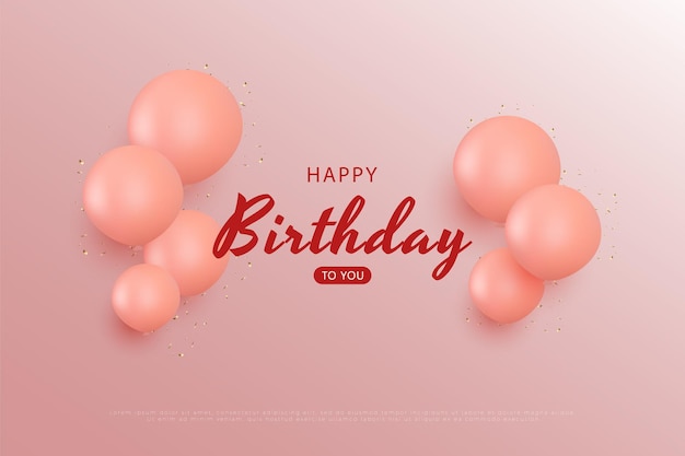 Happy birthday on pink background with little light effect