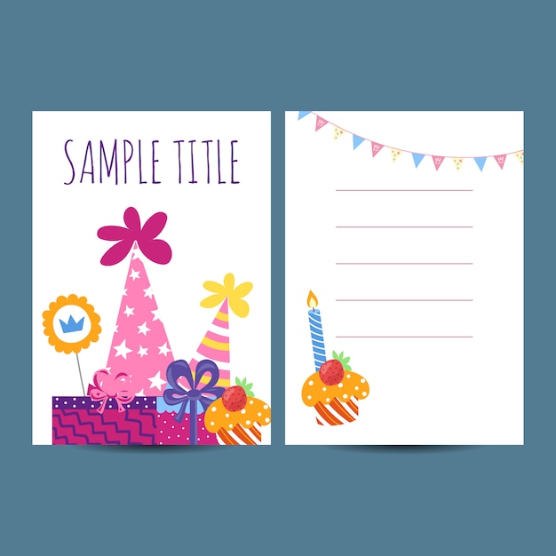 happy birthday postcard  illustration