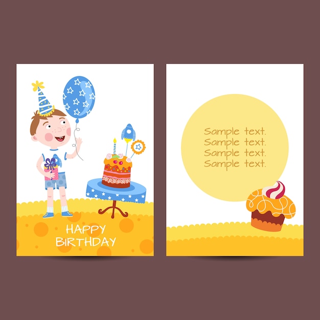 Happy birthday postcard  illustration