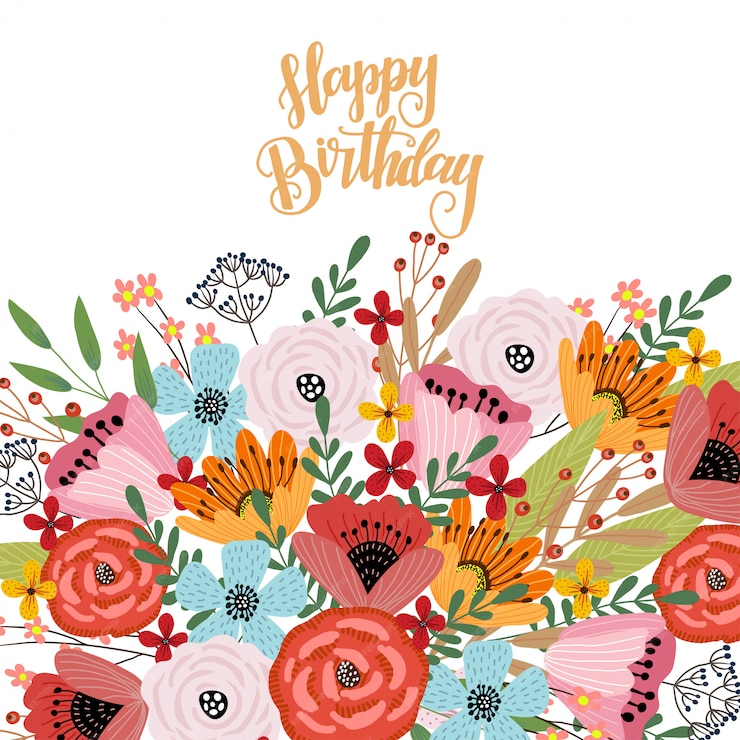 Premium Vector | Happy birthday. postcard template with cute hand ...