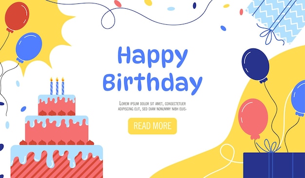 Vector happy birthday poster template concept