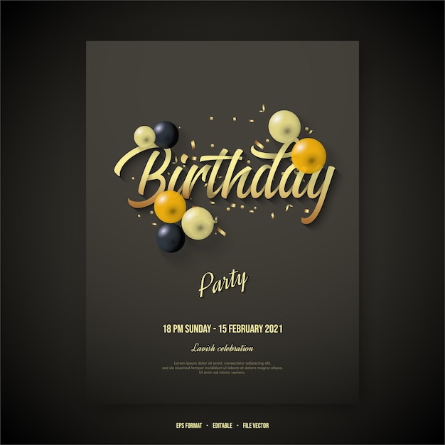 Happy birthday poster with elegant gold writing.