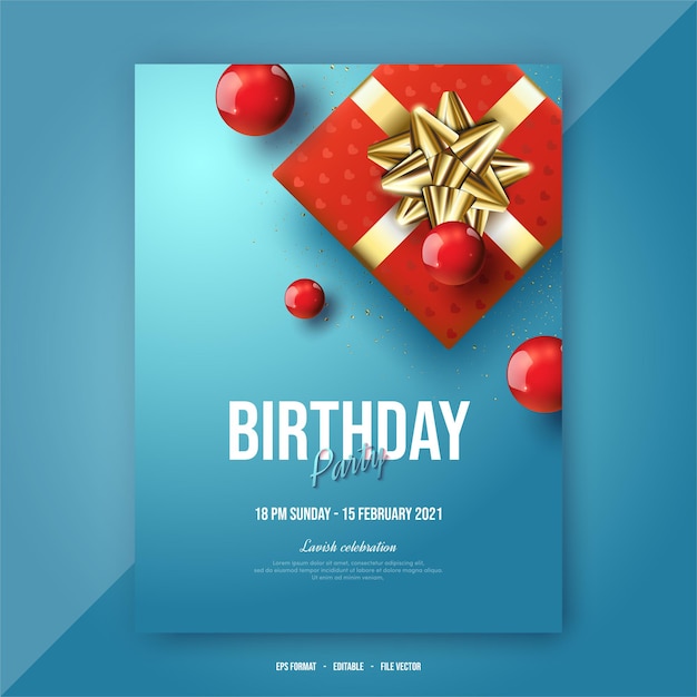 Happy birthday poster with  red gift box.