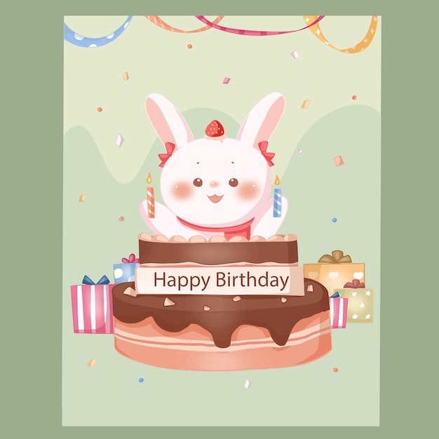 Вектор С днем рождения мужчину кролика