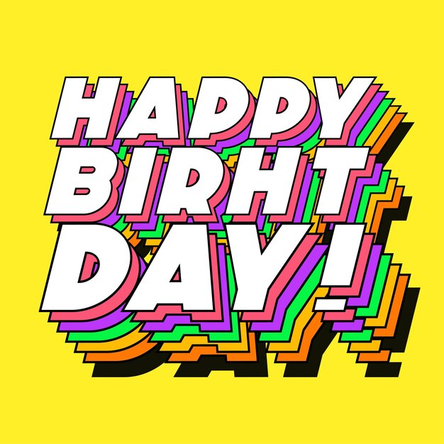 Vector happy birthday sign modern typography style