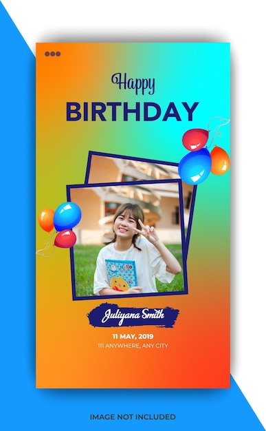 happy birthday social media instagram web banner template