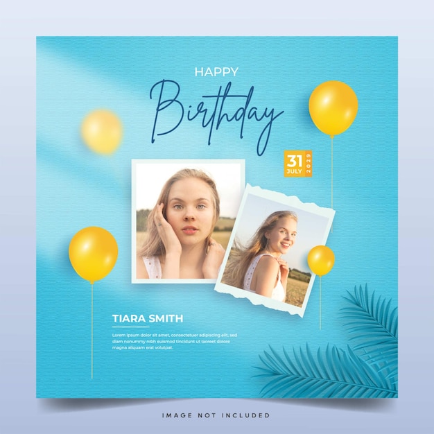 Vector happy birthday social media post banner template