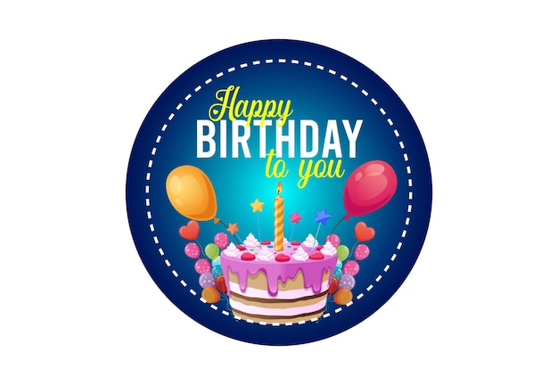 Vector happy birthday sticker design