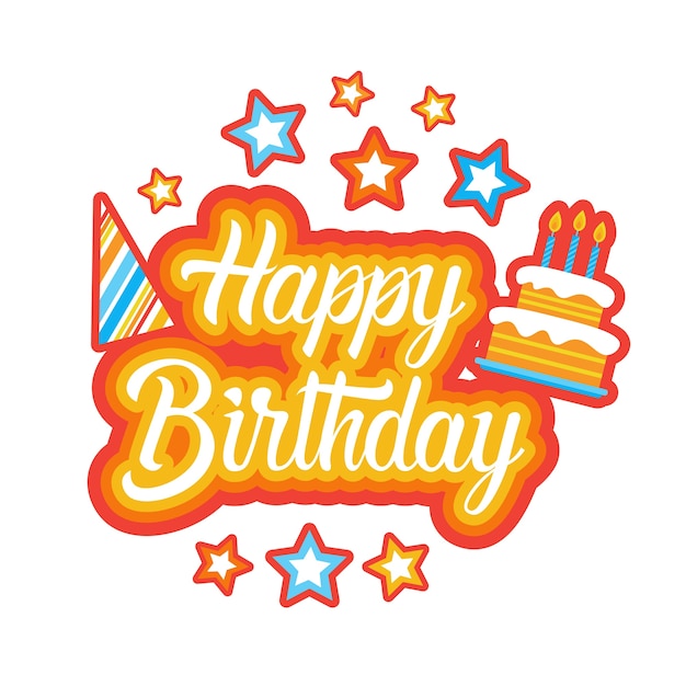 Vector happy birthday sticker